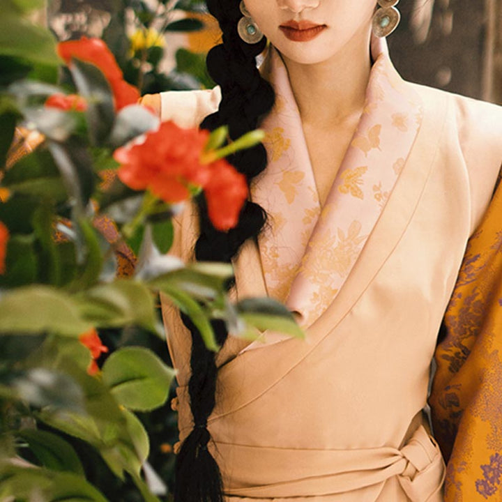 Robe tibétaine en Buddha Stones , vêtements pour femmes Hanfu améliorés, robe papillon de Lhassa