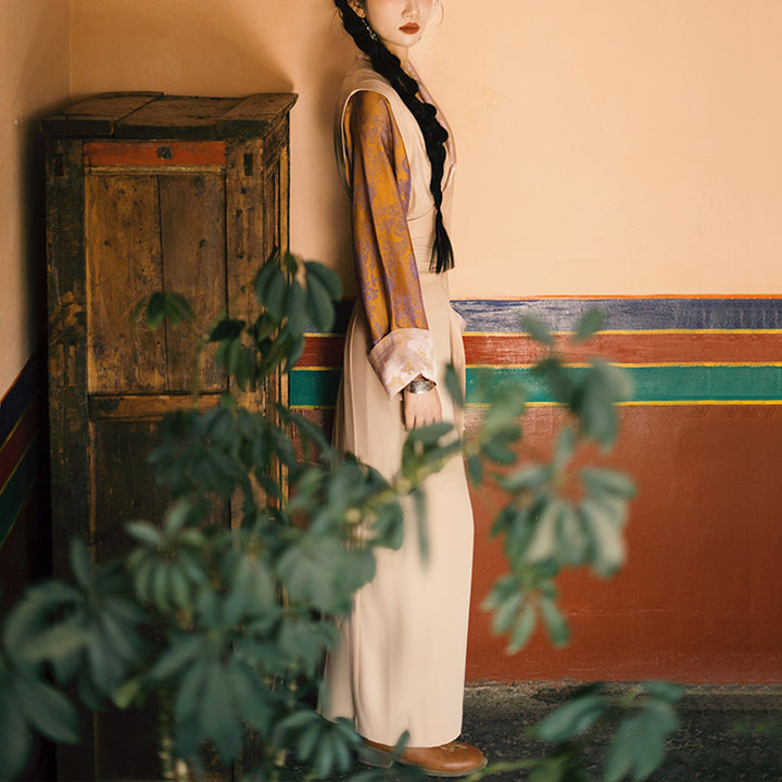 Robe tibétaine en Buddha Stones , vêtements pour femmes Hanfu améliorés, robe papillon de Lhassa