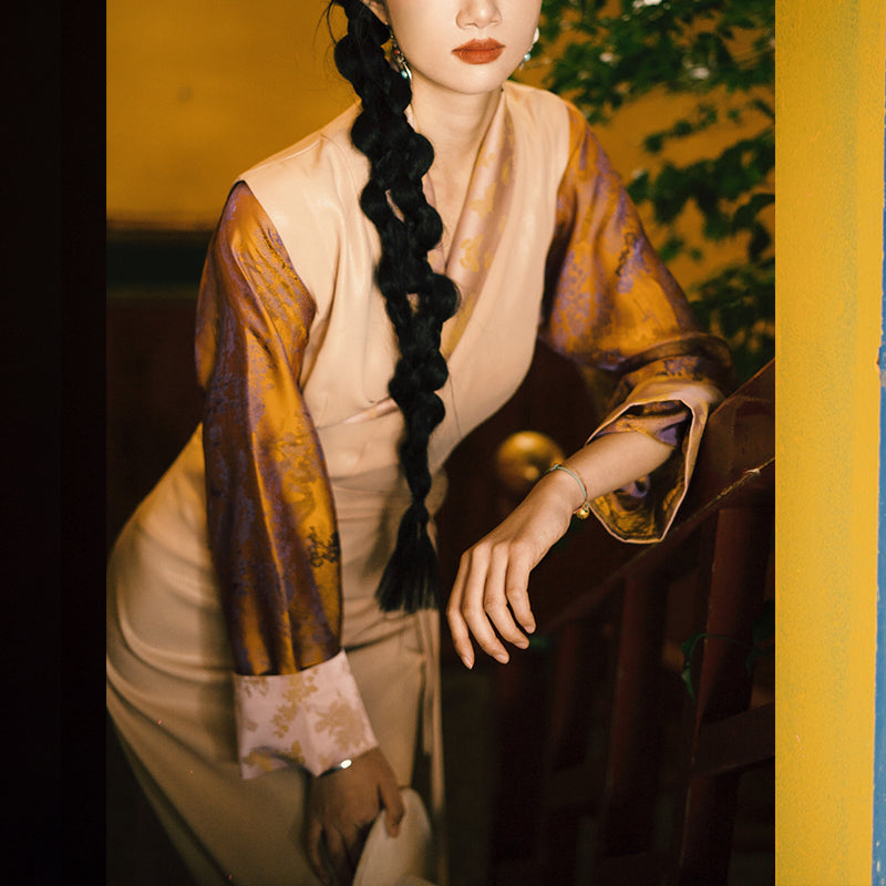 Robe tibétaine en Buddha Stones , vêtements pour femmes Hanfu améliorés, robe papillon de Lhassa