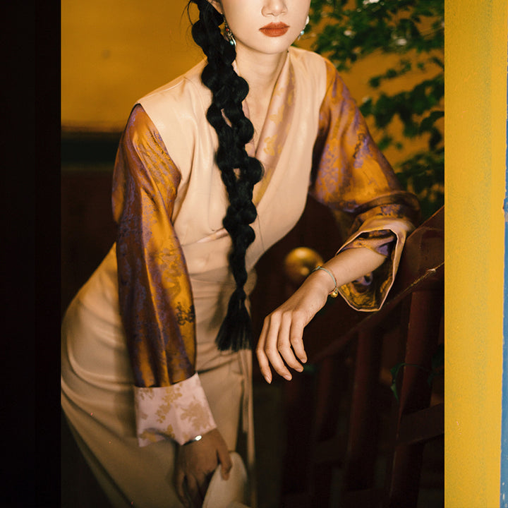 Robe tibétaine en Buddha Stones , vêtements pour femmes Hanfu améliorés, robe papillon de Lhassa