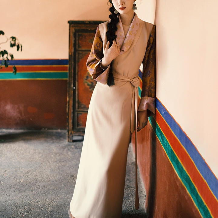 Robe tibétaine en Buddha Stones , vêtements pour femmes Hanfu améliorés, robe papillon de Lhassa