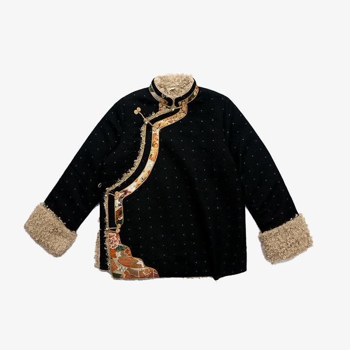 Vêtements tibétains Buddha Stones Lhasa Haut doublé en polaire Vêtements d'hiver pour femmes