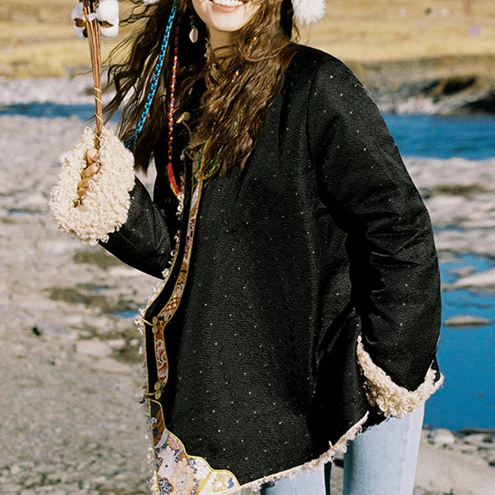 Vêtements tibétains Buddha Stones Lhasa Haut doublé en polaire Vêtements d'hiver pour femmes - image 8