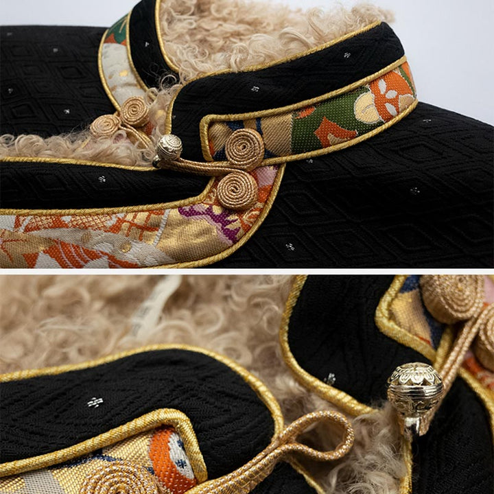 Vêtements tibétains Buddha Stones Lhasa Haut doublé en polaire Vêtements d'hiver pour femmes
