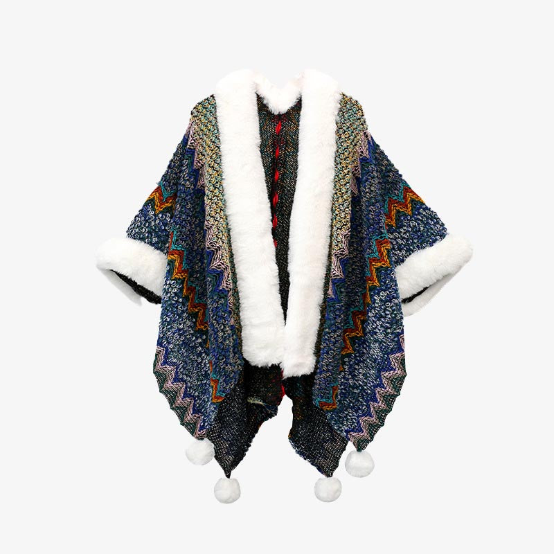 Écharpe de voyage confortable en tricot avec Buddha Stones tibétaines multicolores ondulées