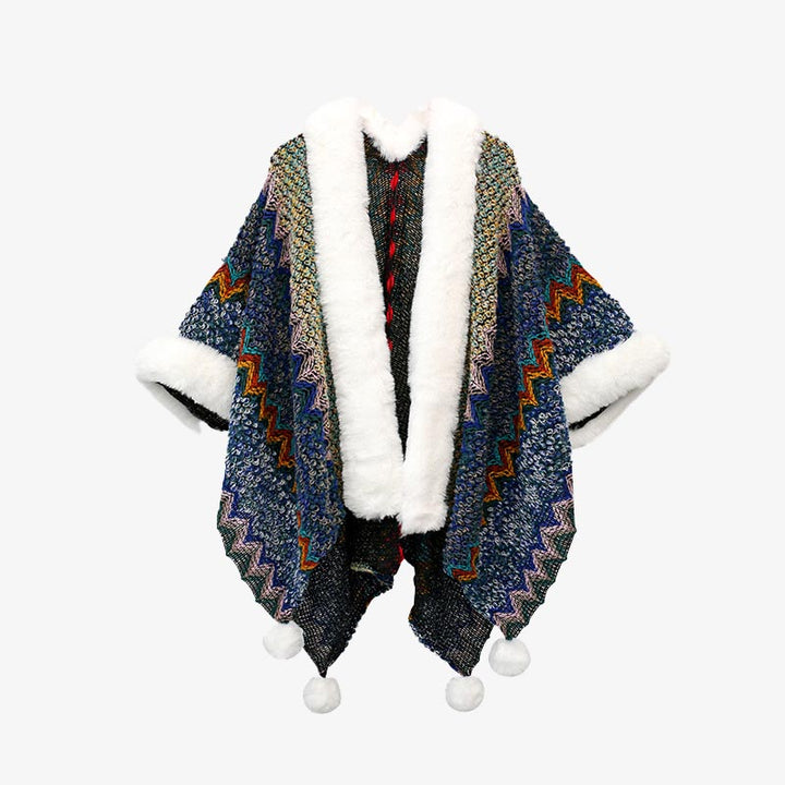 Écharpe de voyage confortable en tricot avec Buddha Stones tibétaines multicolores ondulées