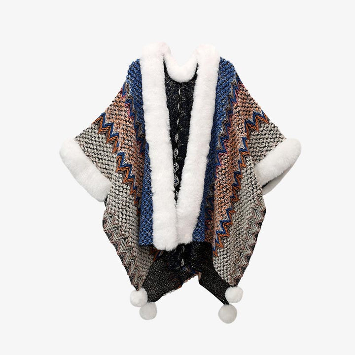 Écharpe de voyage confortable en tricot avec Buddha Stones tibétaines multicolores ondulées