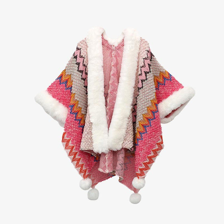 Écharpe de voyage confortable en tricot avec Buddha Stones tibétaines multicolores ondulées