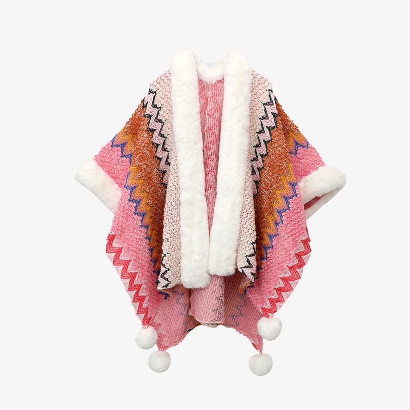 Écharpe de voyage confortable en tricot avec Buddha Stones tibétaines multicolores ondulées