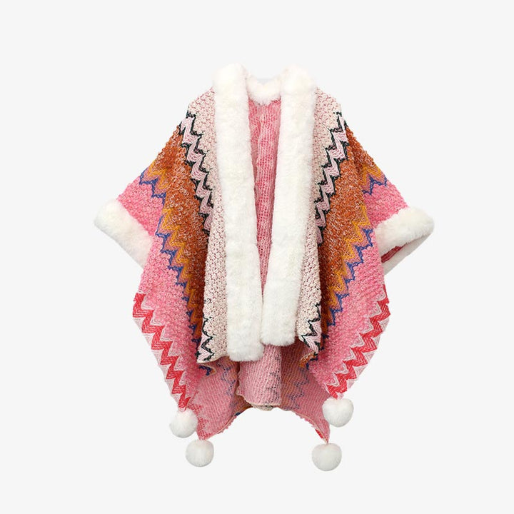 Écharpe de voyage confortable en tricot avec Buddha Stones tibétaines multicolores ondulées