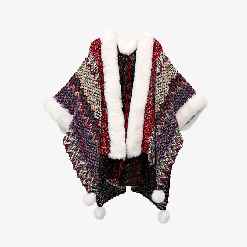 Écharpe de voyage confortable en tricot avec Buddha Stones tibétaines multicolores ondulées - Rouge violet 150*106cm - image 28