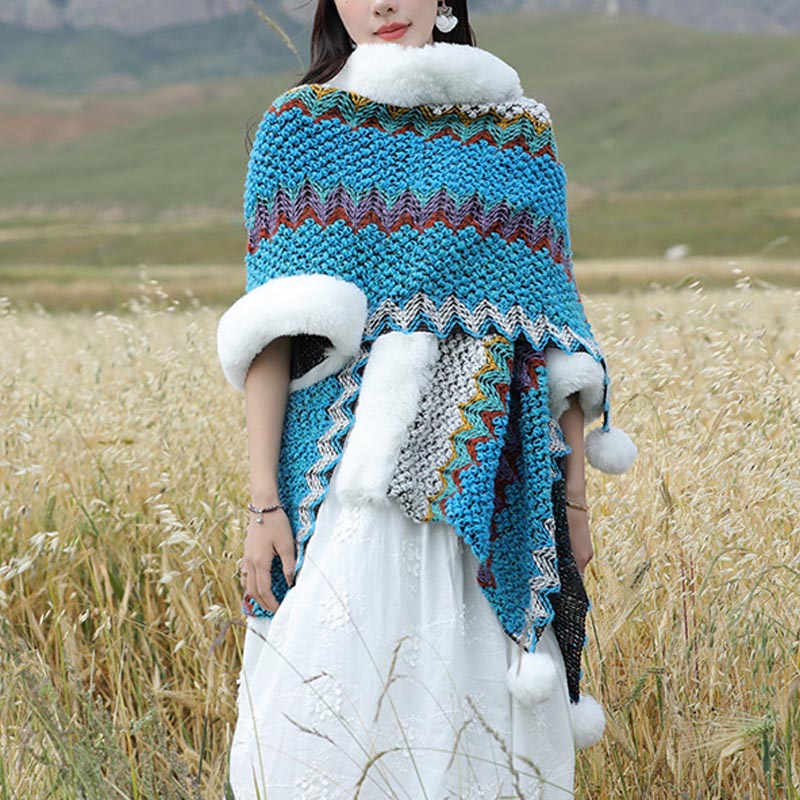 Écharpe de voyage confortable en tricot avec Buddha Stones tibétaines multicolores ondulées - image 8