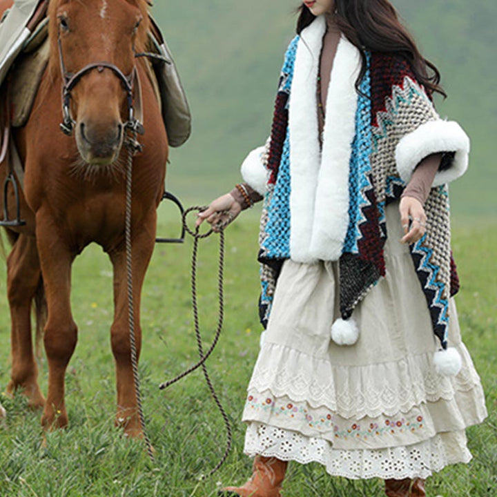 Écharpe de voyage confortable en tricot avec Buddha Stones tibétaines multicolores ondulées - image 15