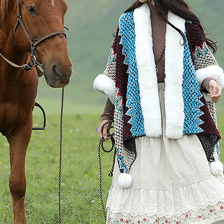 Écharpe de voyage confortable en tricot avec Buddha Stones tibétaines multicolores ondulées - image 16