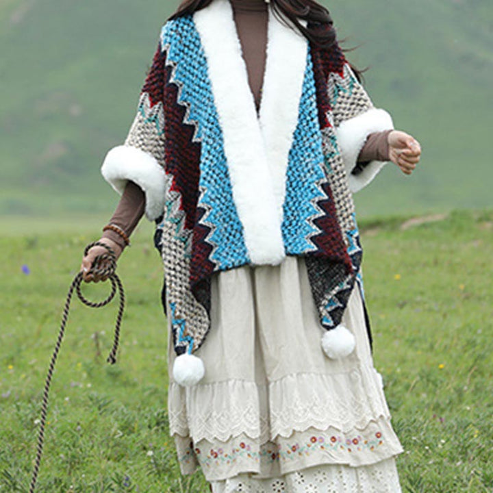 Écharpe de voyage confortable en tricot avec Buddha Stones tibétaines multicolores ondulées - image 14