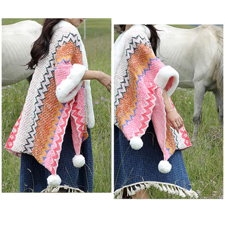 Écharpe de voyage confortable en tricot avec Buddha Stones tibétaines multicolores ondulées - image 22