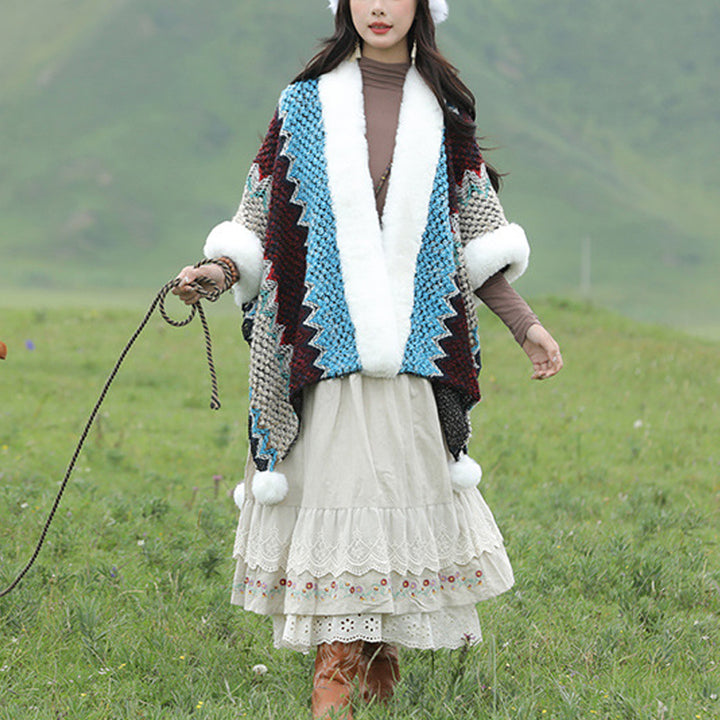 Écharpe de voyage confortable en tricot avec Buddha Stones tibétaines multicolores ondulées - image 12