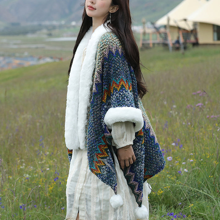 Écharpe de voyage confortable en tricot avec Buddha Stones tibétaines multicolores ondulées - image 3