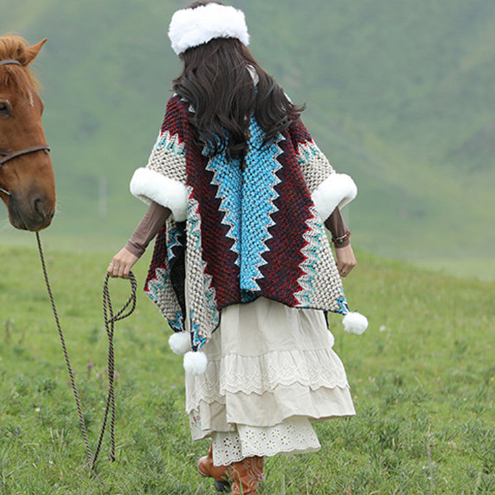 Écharpe de voyage confortable en tricot avec Buddha Stones tibétaines multicolores ondulées - image 13