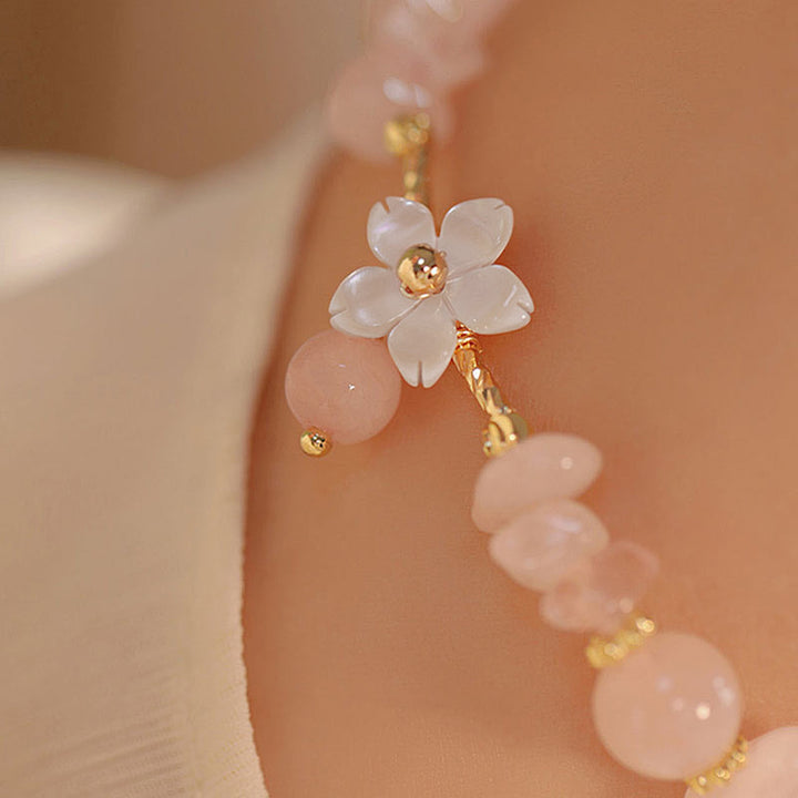 Bracelet d'amour en cristal rose naturel plaqué or 14 carats de Buddha Stones