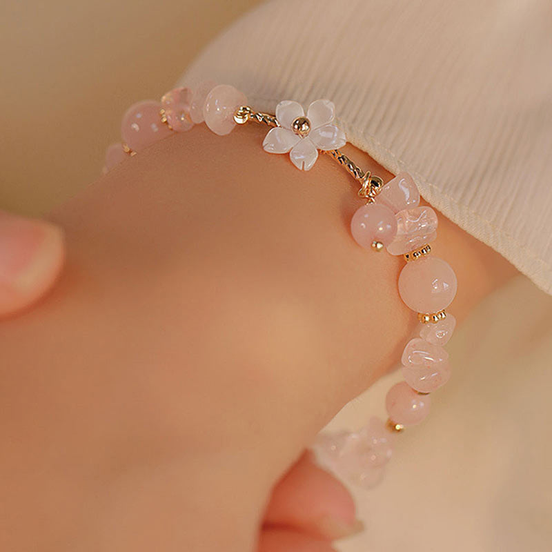 Bracelet d'amour en cristal rose naturel plaqué or 14 carats de Buddha Stones