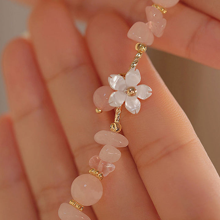 Bracelet d'amour en cristal rose naturel plaqué or 14 carats de Buddha Stones