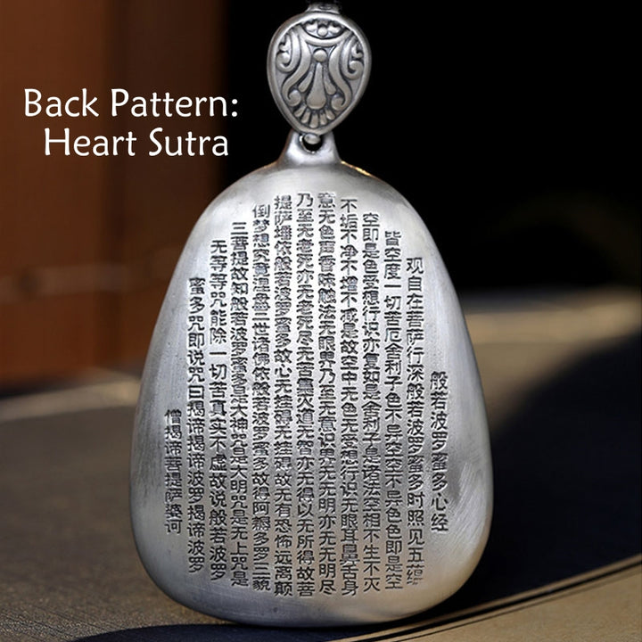 Collier pendentif de protection gravé en argent sterling 999 avec Buddha Stones et symbole du zodiaque chinois