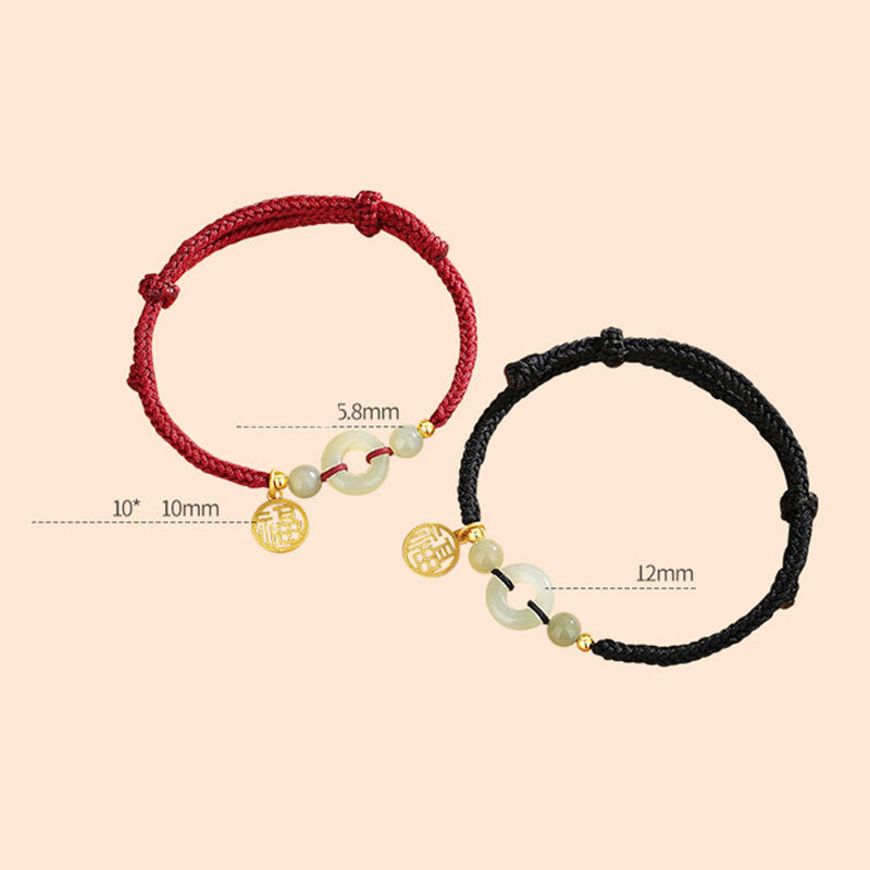 Bracelet en argent sterling 925 Buddha Stones et jade Hetian, boucle de paix, breloque de caractère Fu, abondance
