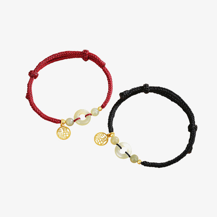 Bracelet en argent sterling 925 Buddha Stones et jade Hetian, boucle de paix, breloque de caractère Fu, abondance - image 8