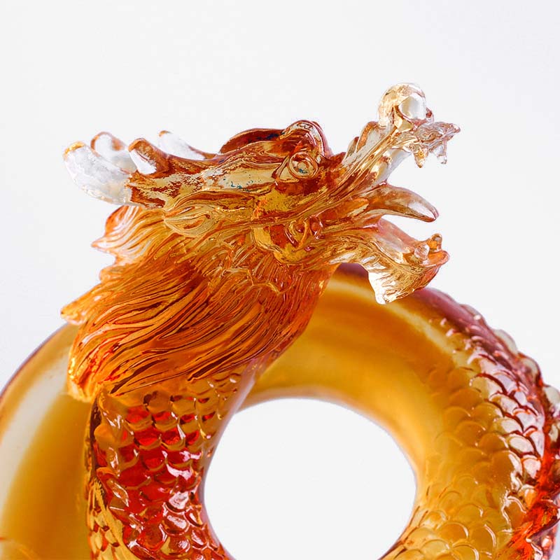 Buddha Stones Année du Dragon Fait à la main Zodiaque chinois Dragon jaune Liuli Cristal Pièce d'art Protection Décoration de bureau à domicile - image 6