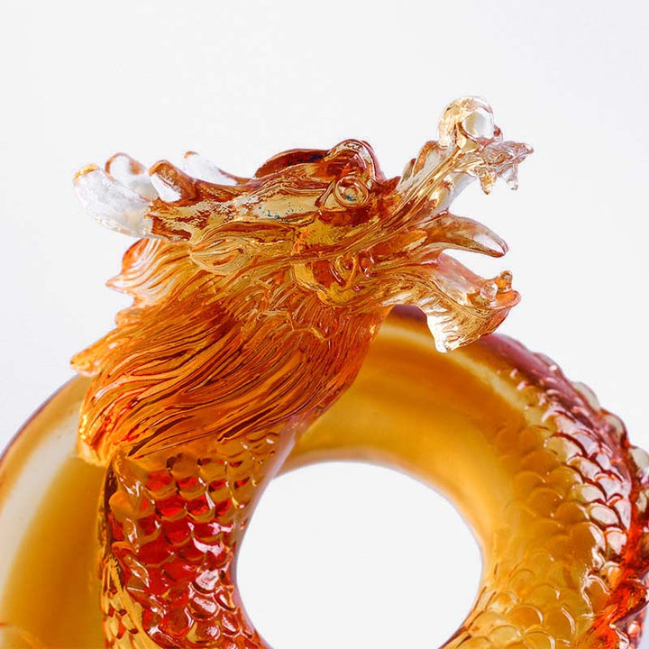 Buddha Stones Année du Dragon Fait à la main Zodiaque chinois Dragon jaune Liuli Cristal Pièce d'art Protection Décoration de bureau à domicile - image 6