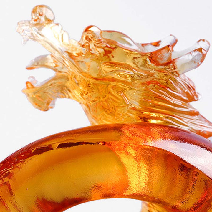 Buddha Stones Année du Dragon Fait à la main Zodiaque chinois Dragon jaune Liuli Cristal Pièce d'art Protection Décoration de bureau à domicile - image 7