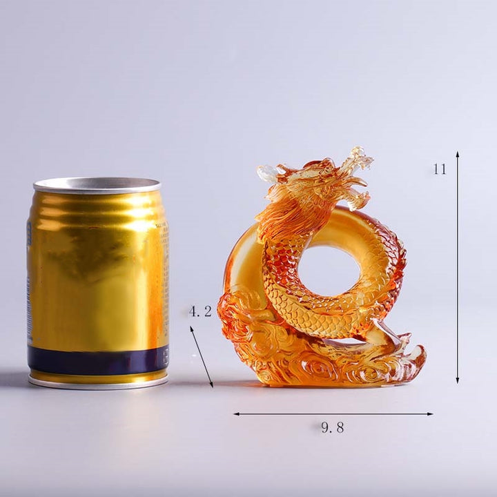 Buddha Stones Année du Dragon Fait à la main Zodiaque chinois Dragon jaune Liuli Cristal Pièce d'art Protection Décoration de bureau à domicile - image 12