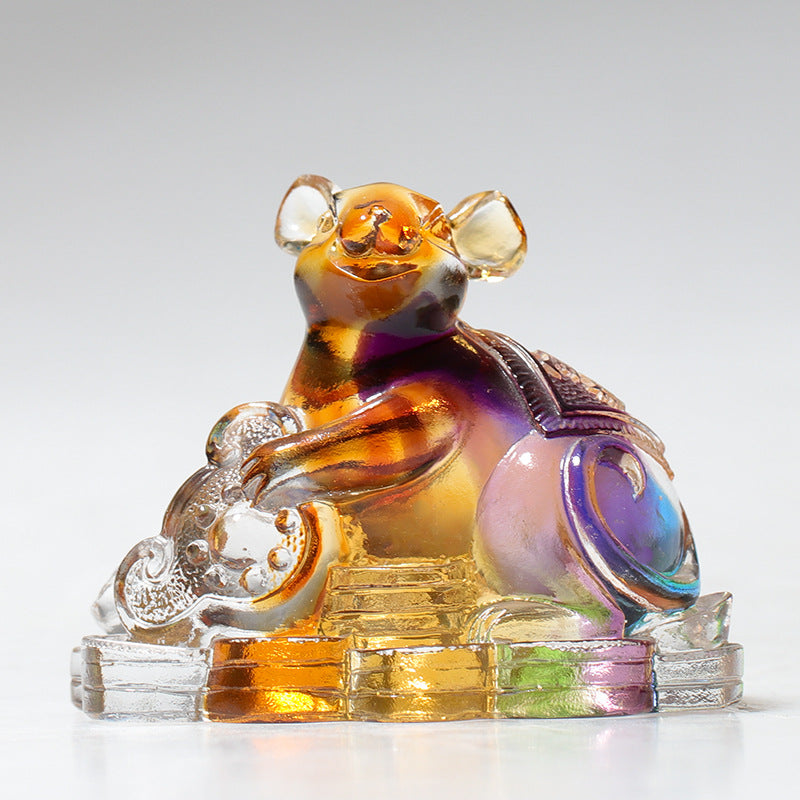 Buddha Stones Année du Dragon Fait à la main 12 zodiaque chinois Liuli Cristal Art Pièce Protection Maison Bureau Décoration