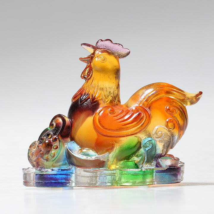 Buddha Stones Année du Dragon Fait à la main 12 zodiaque chinois Liuli Cristal Art Pièce Protection Maison Bureau Décoration - Coq d'environ 8,5 x 5,5 x 8 cm - image 15