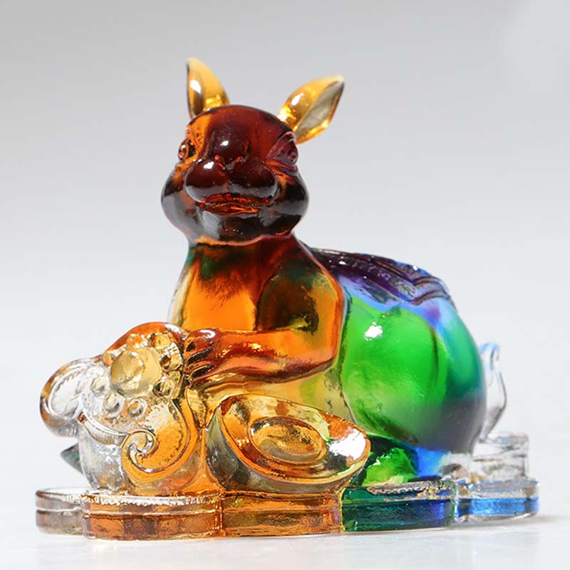 Buddha Stones Année du Dragon Fait à la main 12 zodiaque chinois Liuli Cristal Art Pièce Protection Maison Bureau Décoration