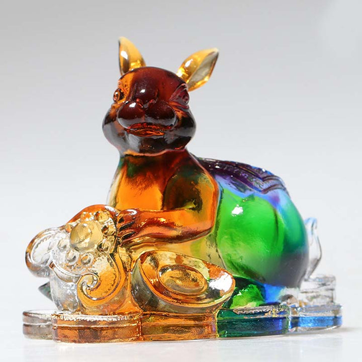 Buddha Stones Année du Dragon Fait à la main 12 zodiaque chinois Liuli Cristal Art Pièce Protection Maison Bureau Décoration