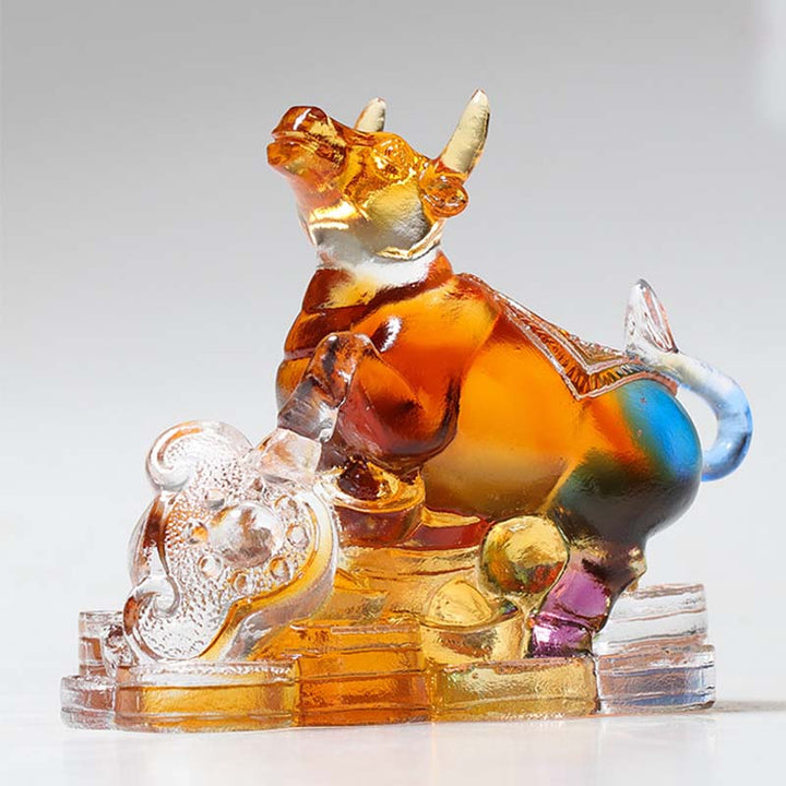 Buddha Stones Année du Dragon Fait à la main 12 zodiaque chinois Liuli Cristal Art Pièce Protection Maison Bureau Décoration