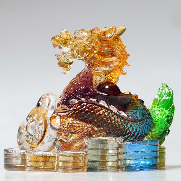 Buddha Stones Année du Dragon Fait à la main 12 zodiaque chinois Liuli Cristal Art Pièce Protection Maison Bureau Décoration