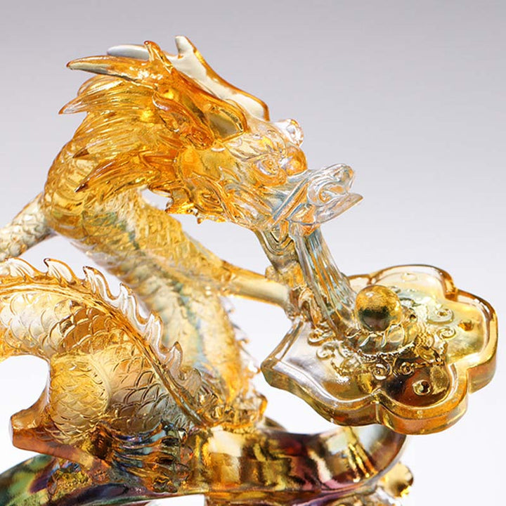 Buddha Stones Année du Dragon Poignée Ruyi Faite à la Main Pièce d'Art en Cristal Liuli Protection Décoration de Bureau à Domicile