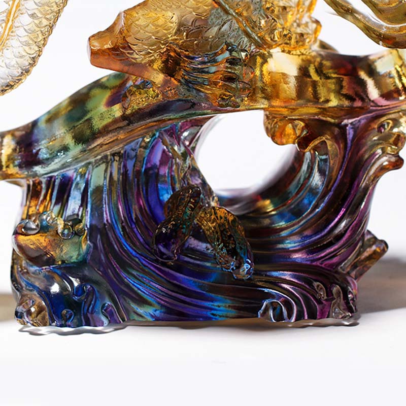 Buddha Stones Année du Dragon Poignée Ruyi Faite à la Main Pièce d'Art en Cristal Liuli Protection Décoration de Bureau à Domicile