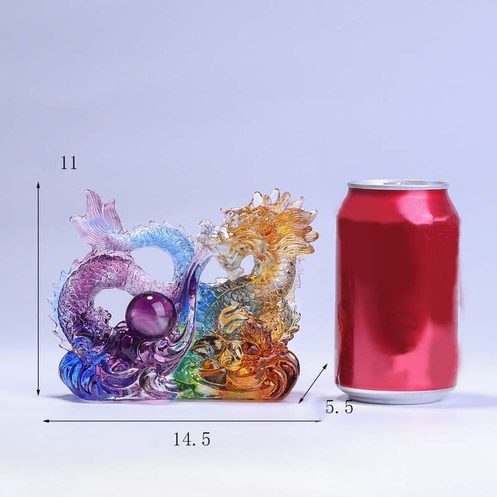 Buddha Stones Année du Dragon Dragon fait à la main jouant avec un lingot de perle Pièce d'art en cristal Liuli Protection Décoration de bureau à domicile - image 6