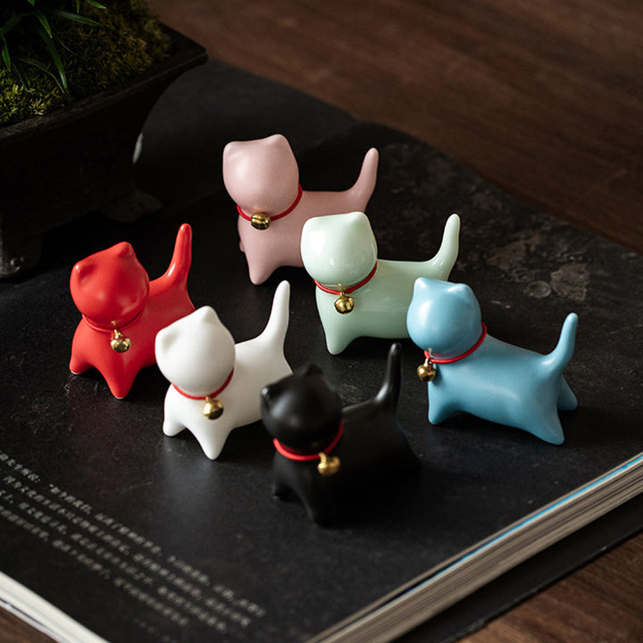 Figurine de Buddha Stones en céramique en forme de petit chat mignon pour décoration de bureau ou de maison - image 13