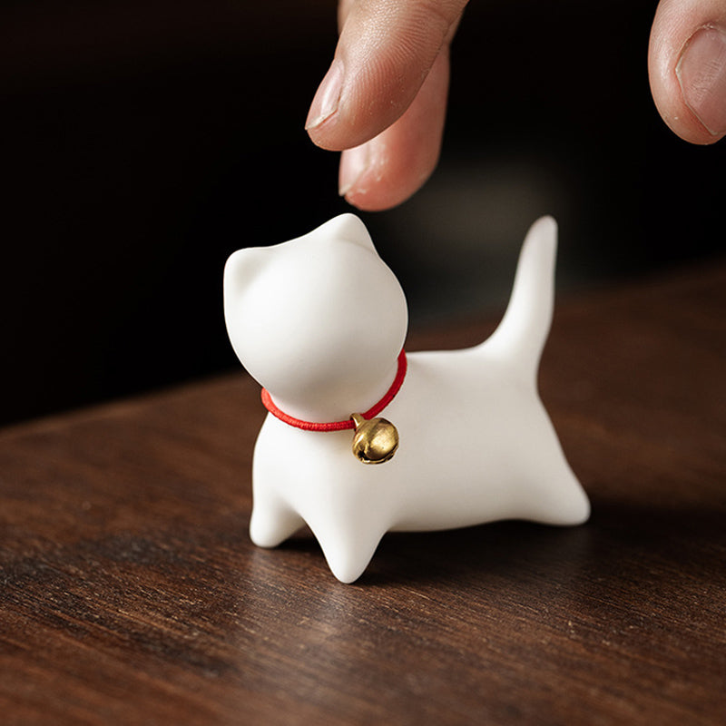 Figurine de Buddha Stones en céramique en forme de petit chat mignon pour décoration de bureau ou de maison - image 6