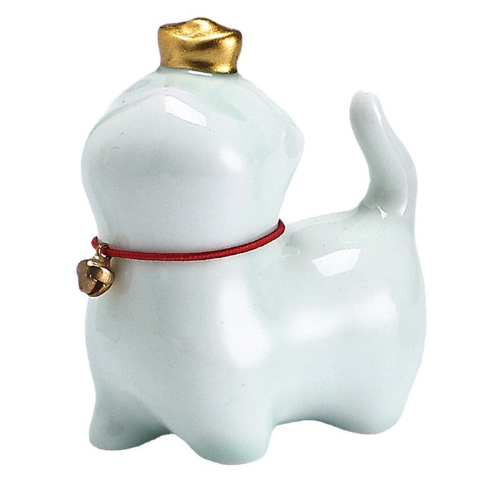 Figurine de chat porte-bonheur en forme de lingot de thé en Buddha Stones en céramique pour la maison ou le bureau - image 9