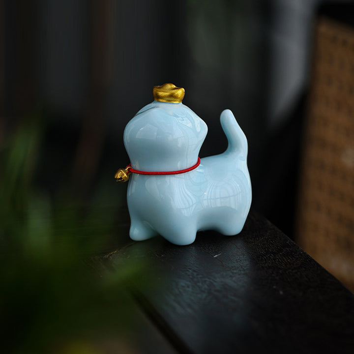 Figurine de chat porte-bonheur en forme de lingot de thé en Buddha Stones en céramique pour la maison ou le bureau - image 13