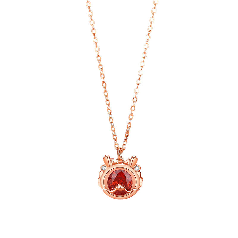 Collier pendentif bracelet boucles d'oreilles bague en argent sterling 925 Buddha Stones Année du Dragon Luck Zircon rouge (30 % de réduction supplémentaire | UTILISEZ LE CODE : FS30)