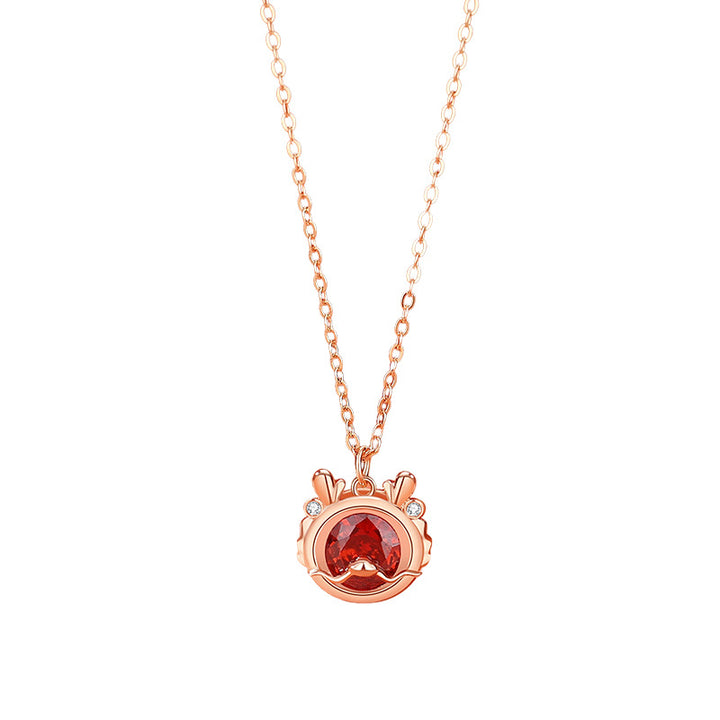 Collier pendentif bracelet boucles d'oreilles bague en argent sterling 925 Buddha Stones Année du Dragon Luck Zircon rouge (30 % de réduction supplémentaire | UTILISEZ LE CODE : FS30)