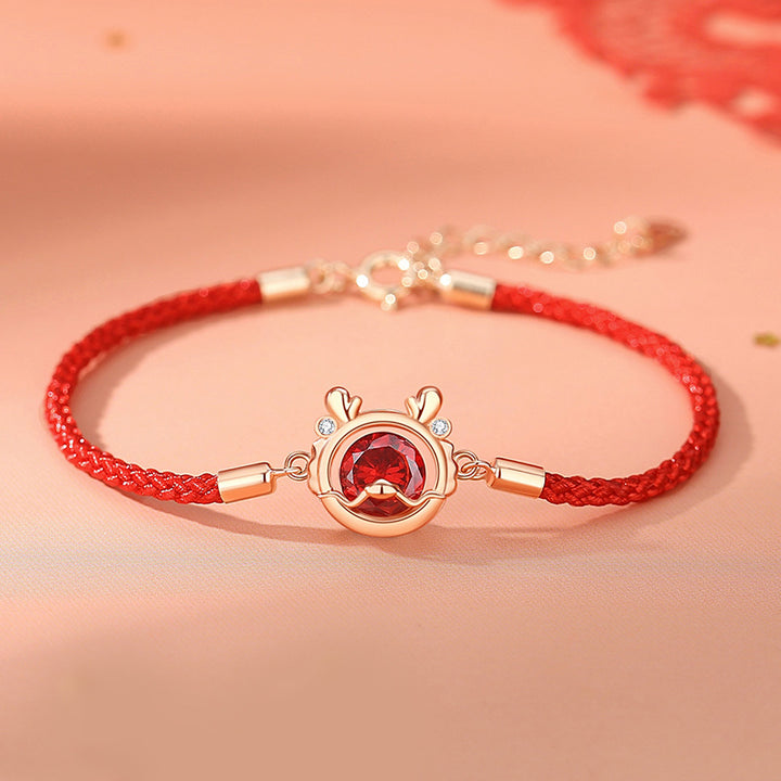 Collier pendentif bracelet boucles d'oreilles bague en argent sterling 925 Buddha Stones Année du Dragon Luck Zircon rouge (30 % de réduction supplémentaire | UTILISEZ LE CODE : FS30)