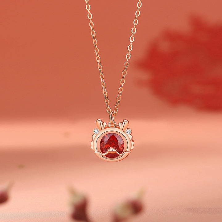 Collier pendentif bracelet boucles d'oreilles bague en argent sterling 925 Buddha Stones Année du Dragon Luck Zircon rouge (30 % de réduction supplémentaire | UTILISEZ LE CODE : FS30)
